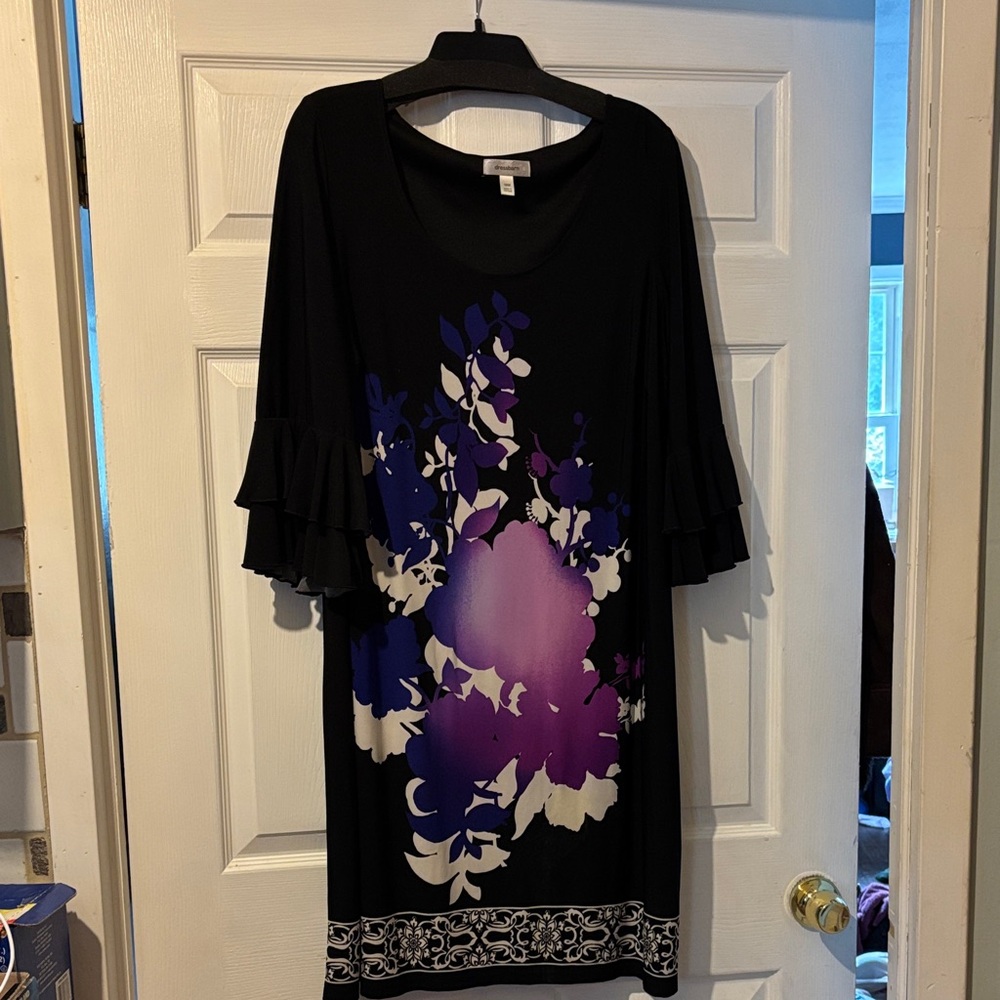 Dressbarn Black Dress with Purple Floral Accents